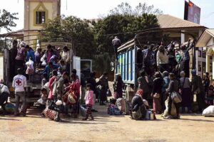 War refugees who arrived in Lashio from Laukkai on Feb.15. (Photo: J Paing/The Irrawaddy)