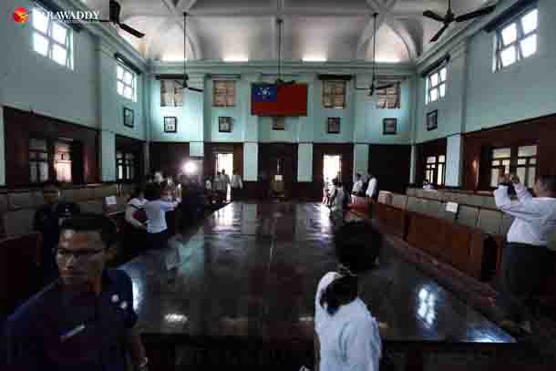 7.Inside Burma’s first Parliament building located in the compound of the Secretariat. (Photo: JPaing / The Irrawaddy)