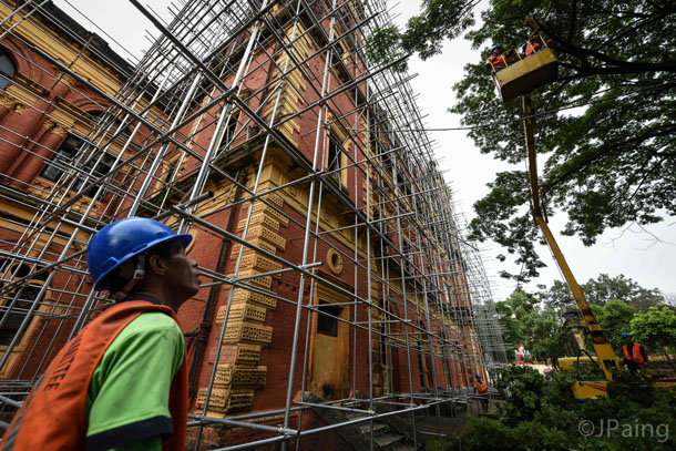 9.The Secretariat building undergoing conservation work, photographed in July 2016. (Photo: JPaing / The Irrawaddy)