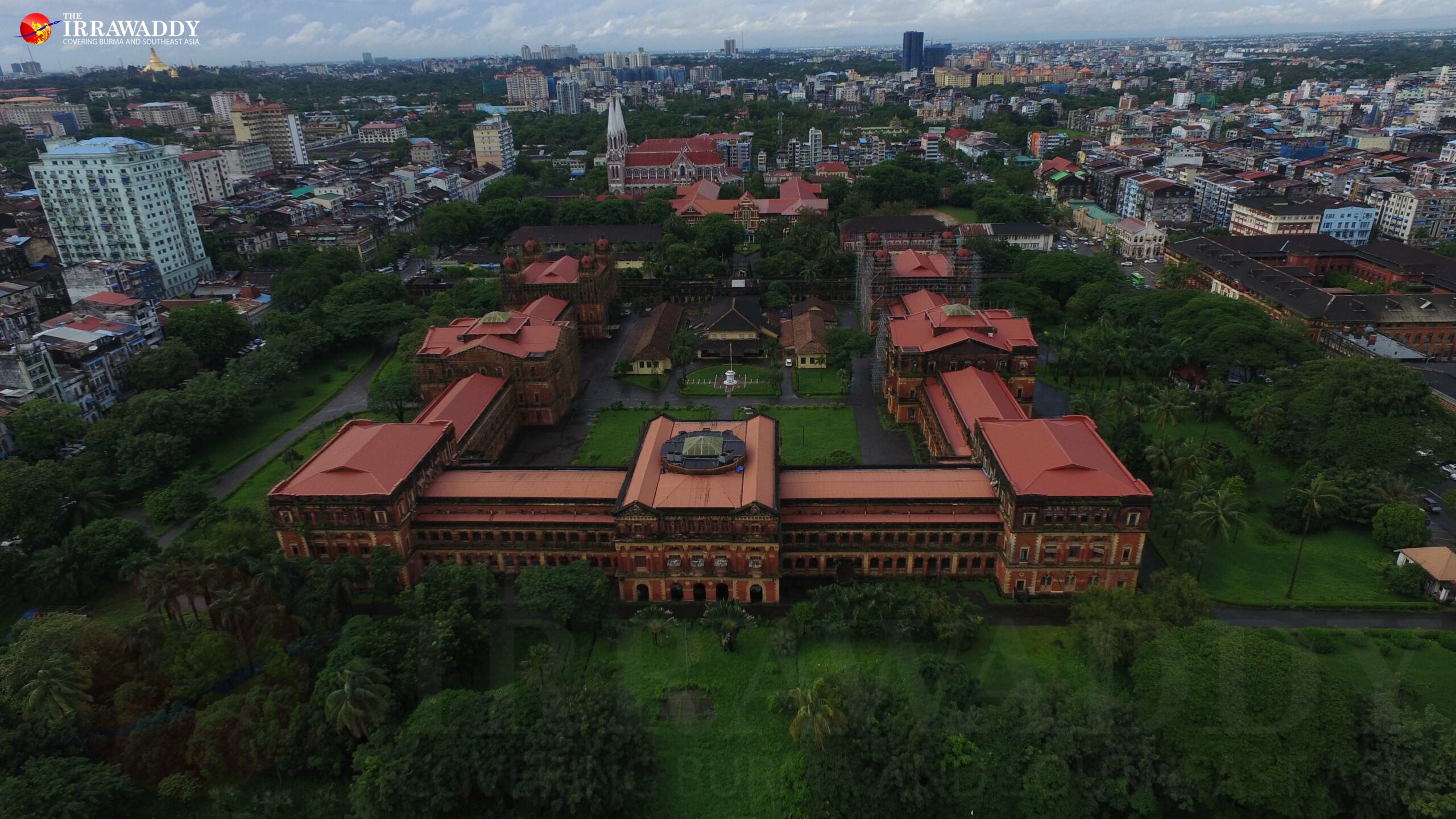 Aerial view of the Secretariat, Rangoon, Aug. 2016. (Photo: JPaing / The Irrawaddy)