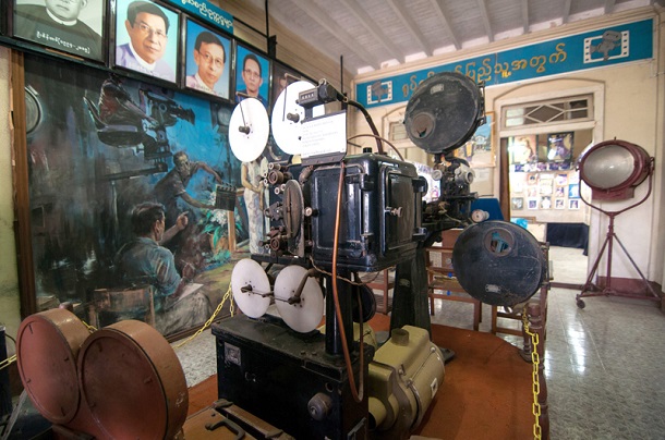 Old filmmaking equipment pictured at the Movie Museum. (Photo: The Irrawaddy)