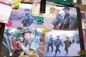 Photographs of Capt. Aung Kyaw Myint, who died during the recent conflict in Kokang Special Region. (Photo: JPaing / The Irrawaddy)