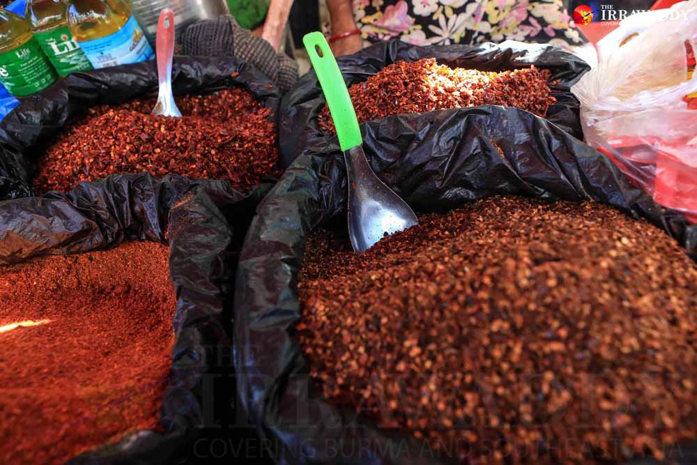 Ground chili, widely used by Burmese, for sale in Rangoon. (Photo: J Paing / The Irrawaddy)