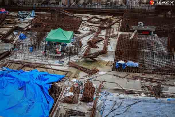 The 74 University Avenue construction site seen on Friday. (Photo: Pyay Kyaw / The Irrawaddy)