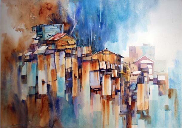  water painting, arts, Myanmar, Japan